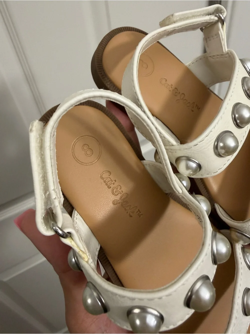 Cat & Jack White Studded Strap Sandals - NEVER WORN
